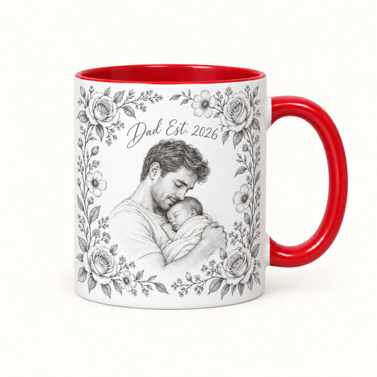 Custom Photo Pencil Sketch Accent Two-Tone Mug - New Baby Gift Personalized Mug Gift — hero