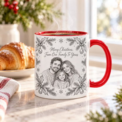 Custom Photo Pencil Sketch Accent Two-Tone Mug - Christmas Gift Personalized Mug Gift — lifestyle