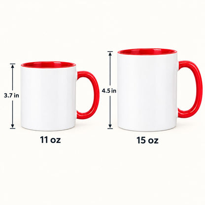 Custom Photo Pencil Sketch Accent Two-Tone Mug - Thanksgiving Family Gift Personalized Mug Gift — size