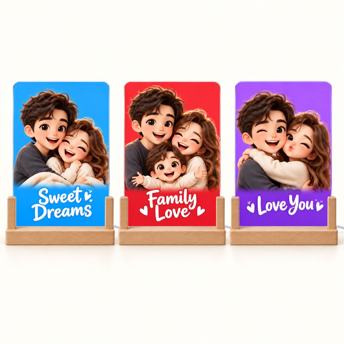 Custom Photo Caricature Portrait Acrylic Night Light - Funny Couple Gift Personalized Night Light Gift — options