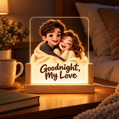 Custom Photo Caricature Portrait Acrylic Night Light - Funny Couple Gift Personalized Night Light Gift — lifestyle