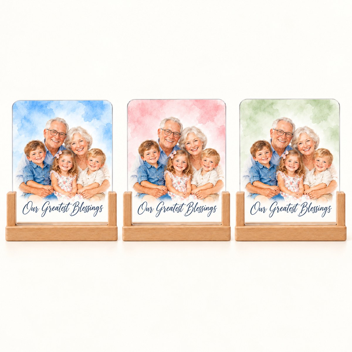 Custom Photo Watercolor Portrait Acrylic Night Light - Grandparents Night Light Personalized Night Light Gift — options