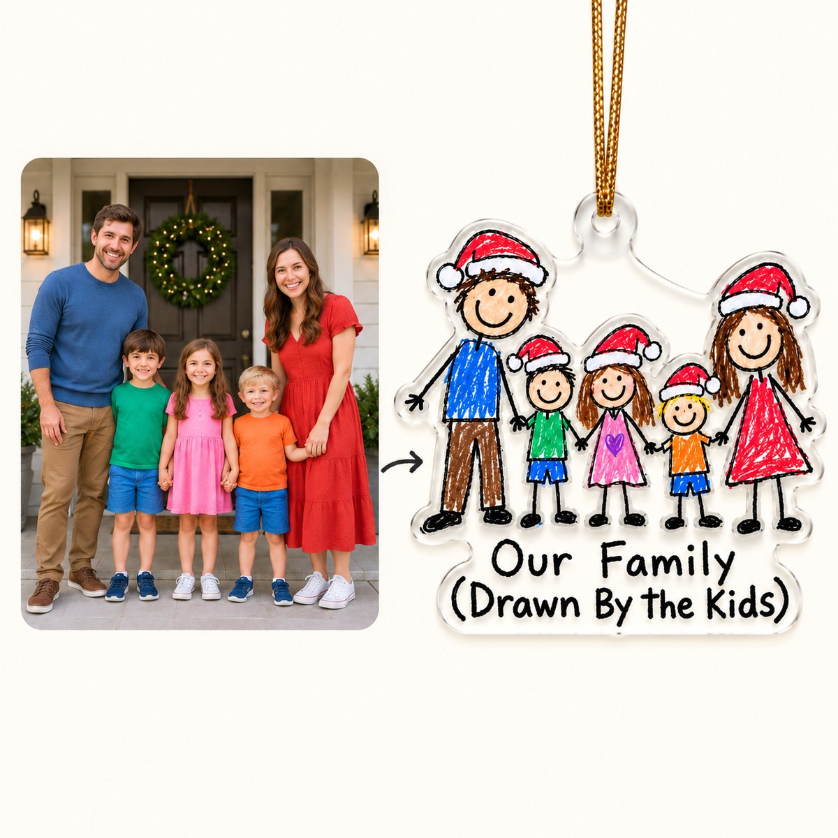 Custom Photo Doodle Family Doodle - Personalized Acrylic Ornament — how it works