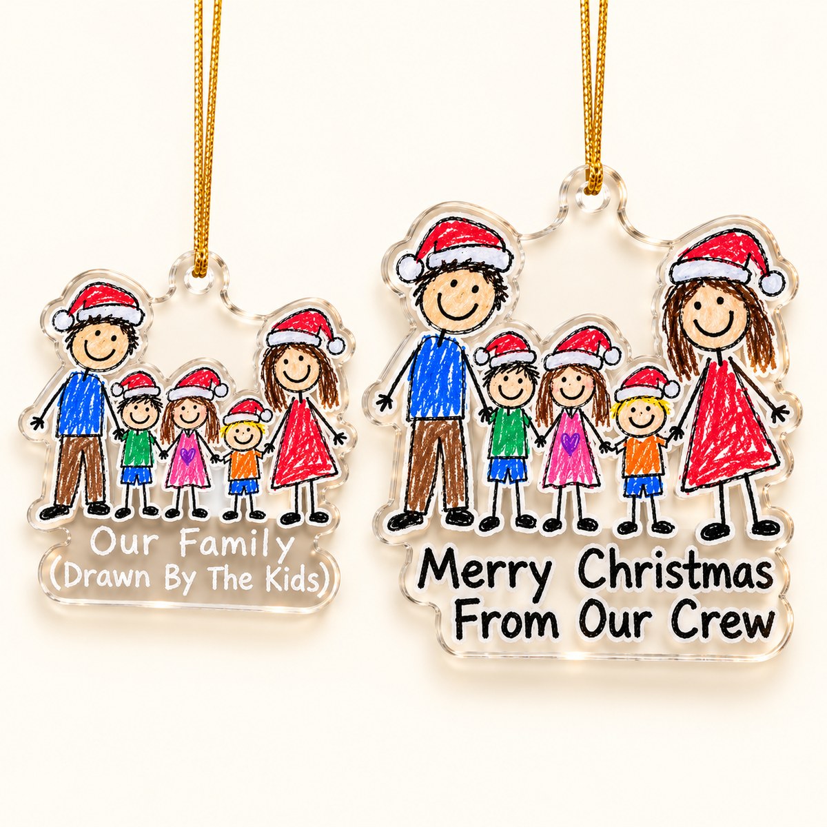 Custom Photo Doodle Family Doodle - Personalized Acrylic Ornament — options