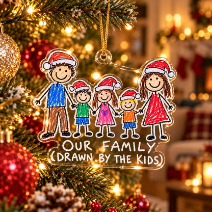 Custom Photo Doodle Family Doodle - Personalized Acrylic Ornament — lifestyle