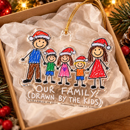 Custom Photo Doodle Family Doodle - Personalized Acrylic Ornament — gift