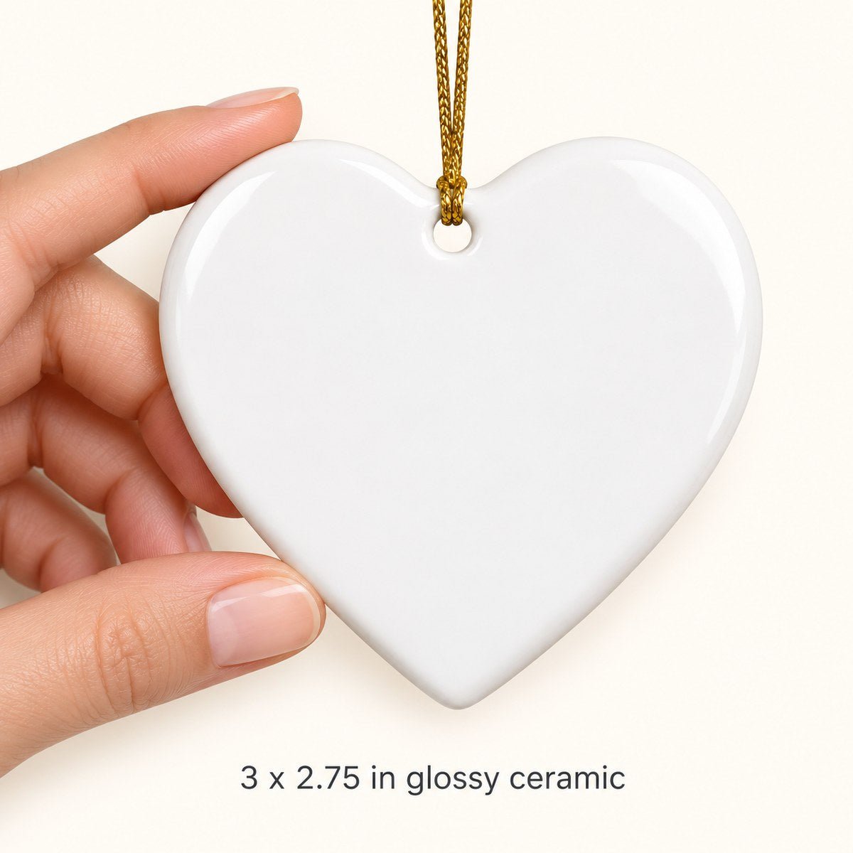 Custom Photo Pencil Sketch Ceramic Heart Ornament - Expecting Baby Christmas Ornament Personalized Ornament Gift — size