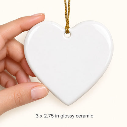 Custom Photo Pencil Sketch Ceramic Heart Ornament - Expecting Baby Christmas Ornament Personalized Ornament Gift — size