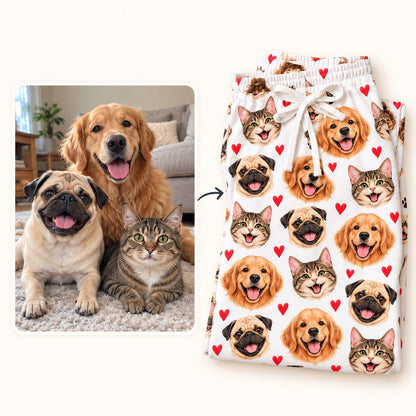 Custom Face Dog & Cat - Personalized Pajama Pants — how it works