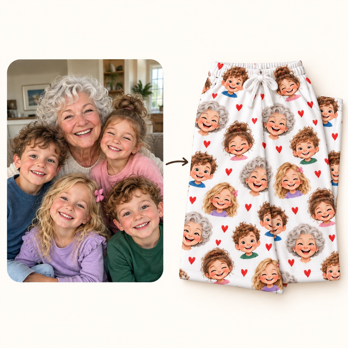 Custom Face Grandma's Favorite People - Personalized Pajama Pants — how it works