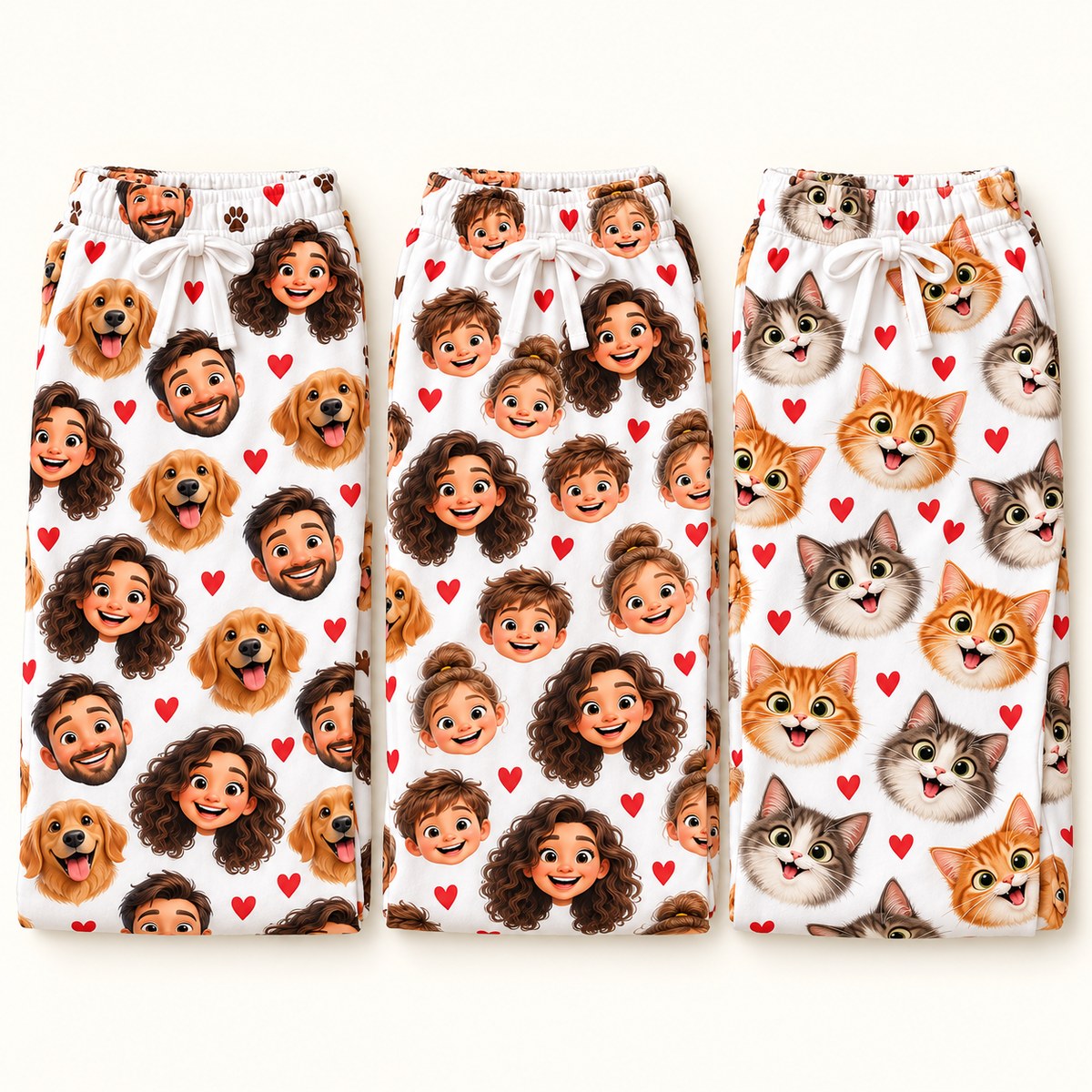 Custom Face Family & Pets - Personalized Pajama Pants — options