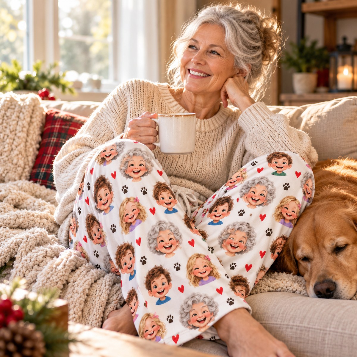 Custom Face Grandma's Favorite People - Personalized Pajama Pants — lifestyle