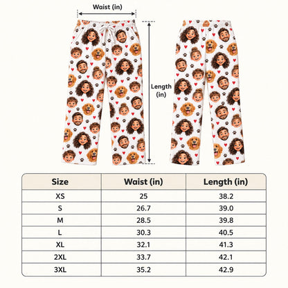 Custom Face Family & Pets - Personalized Pajama Pants — size