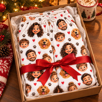 Custom Face Family & Pets - Personalized Pajama Pants — gift