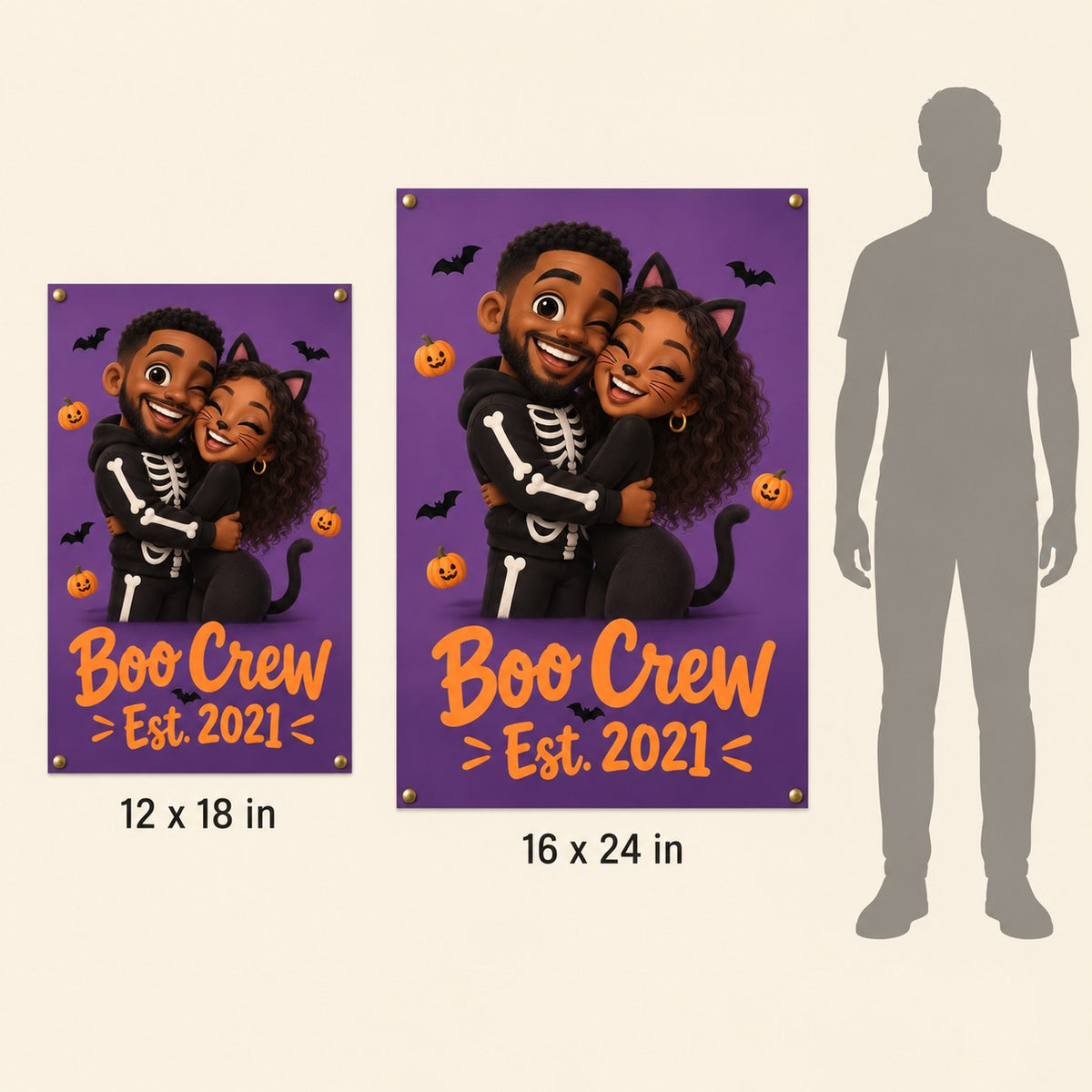 Halloween poster size guide: 12x18 and 16x24 in