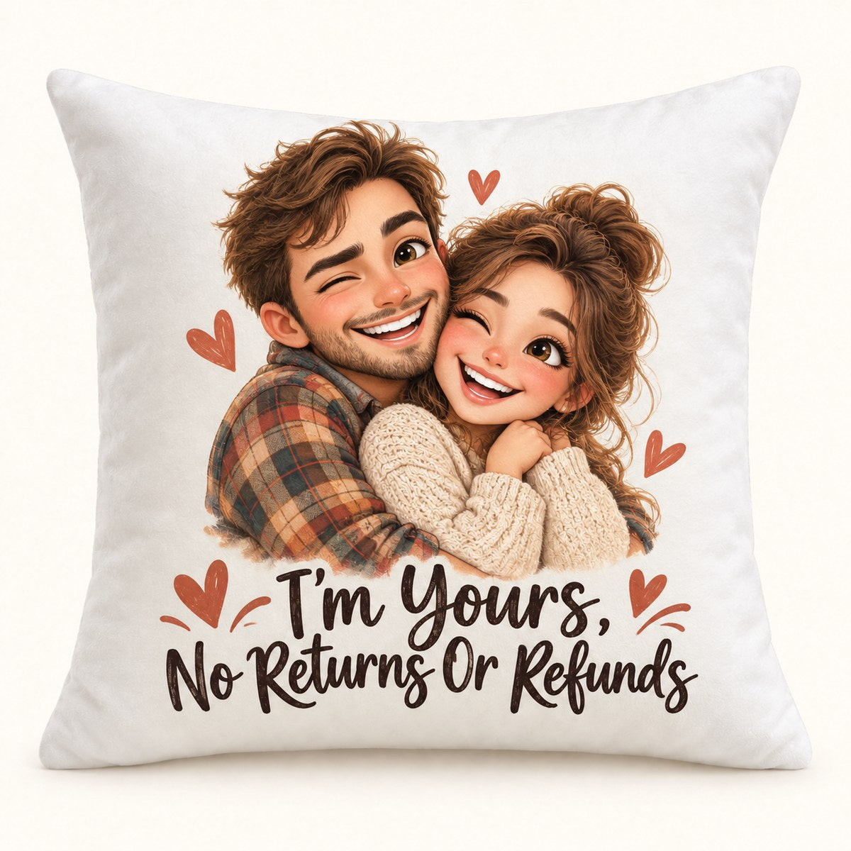 Custom Photo Caricature Portrait Throw Pillow Cover - Funny Couple Personalized Pillow Gift — hero