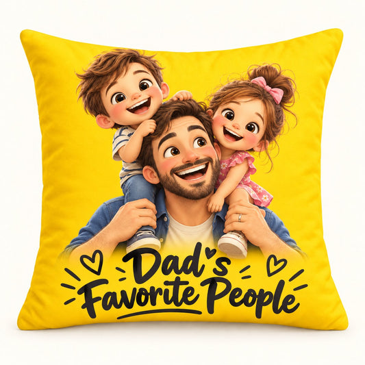 Custom Photo Caricature Portrait Throw Pillow Cover - Funny Dad And Kids Gift Personalized Pillow Gift — hero