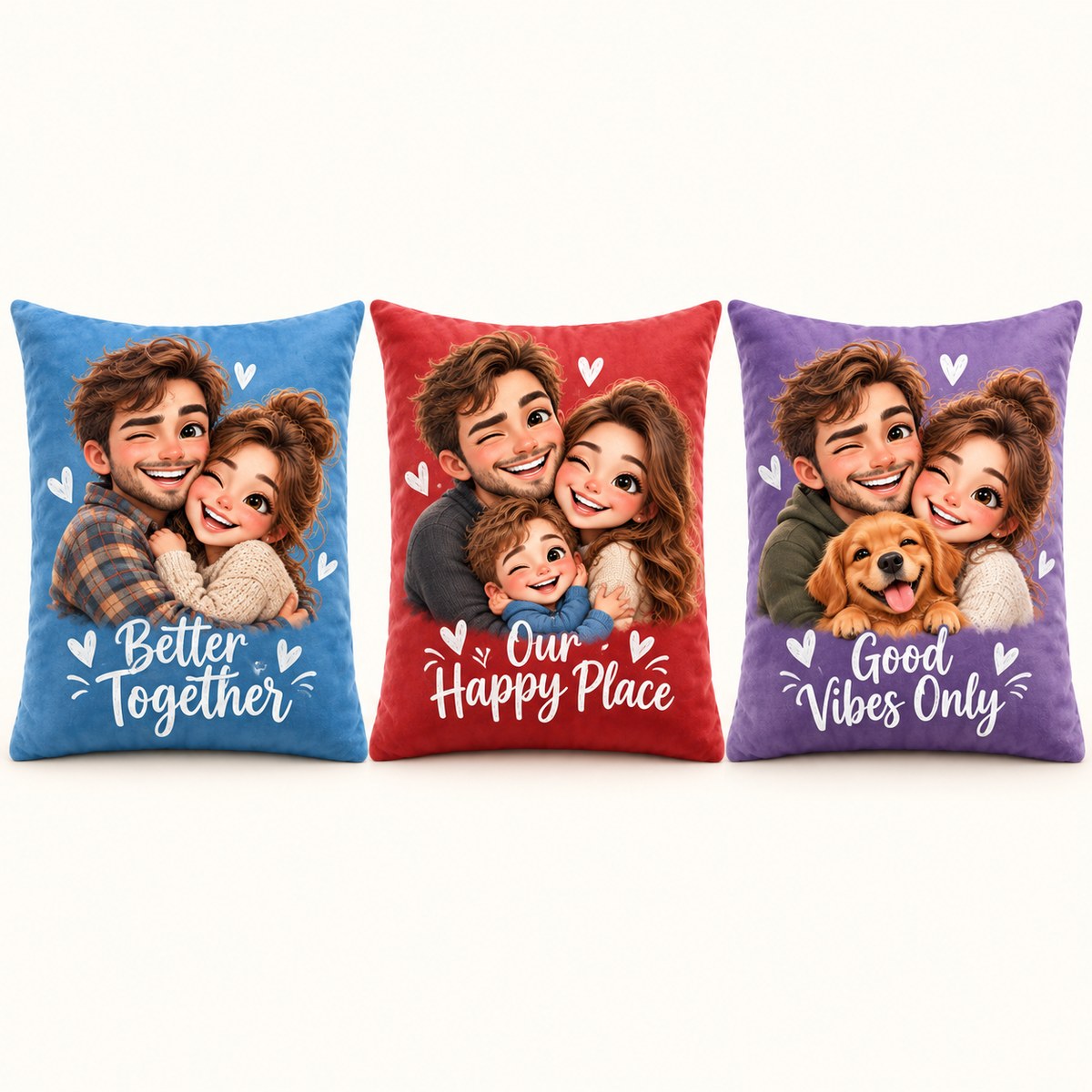 Custom Photo Caricature Portrait Throw Pillow Cover - Funny Couple Personalized Pillow Gift — options