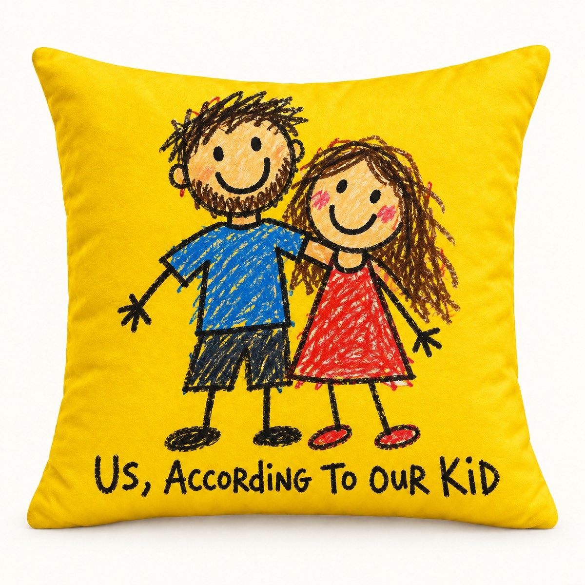 Custom Photo Doodle Portrait Throw Pillow Cover - Kid-Style Drawing Couple Personalized Pillow Gift — hero