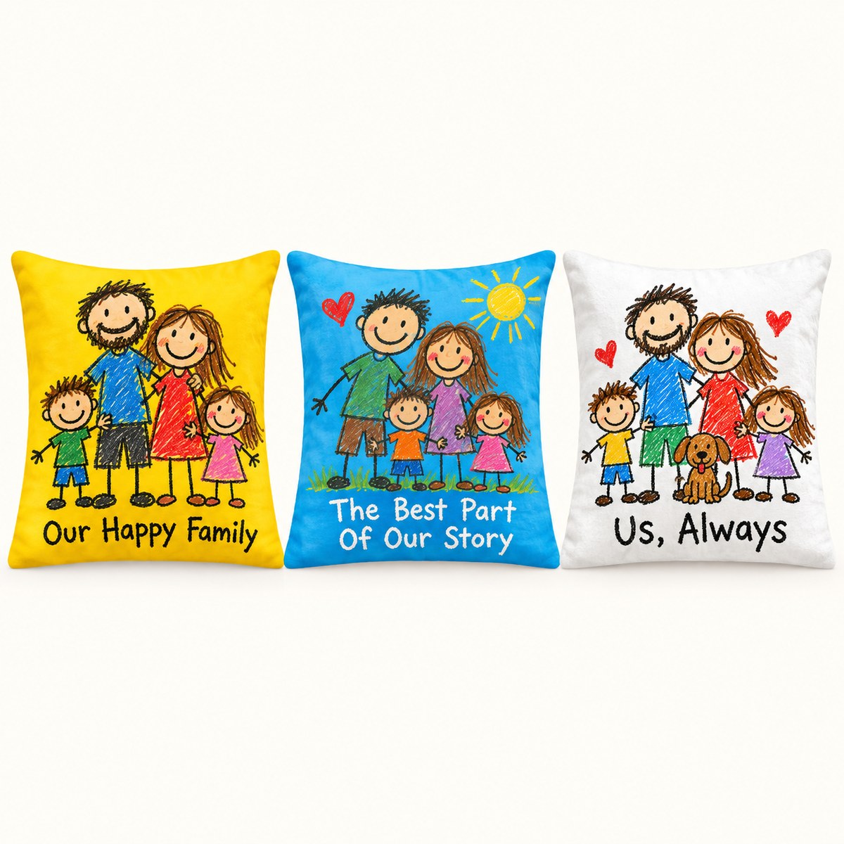 Custom Photo Doodle Portrait Throw Pillow Cover - Kid-Style Drawing Couple Personalized Pillow Gift — options