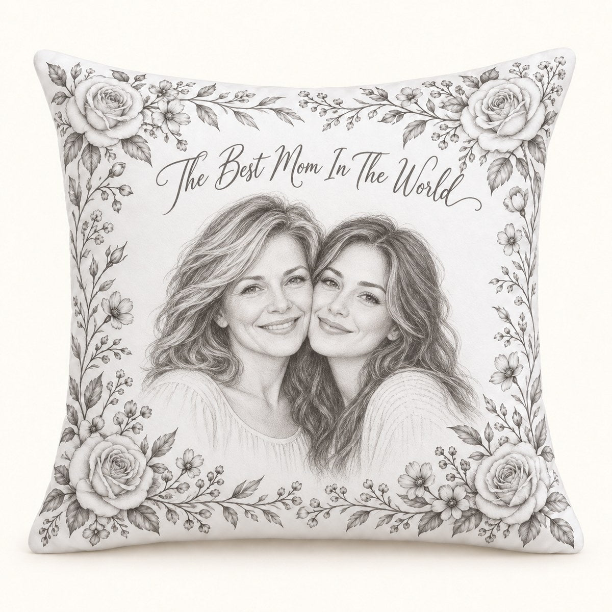 Custom Photo Watercolor Best Mom Gift, Portrait Throw Pillow Cover - Personalized Pillow Gift For Dog & Cat Lovers — hero