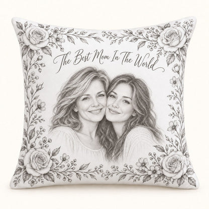 Custom Photo Watercolor Best Mom Gift, Portrait Throw Pillow Cover - Personalized Pillow Gift For Dog & Cat Lovers — hero