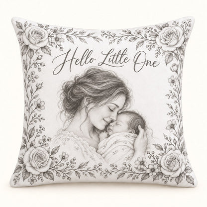 Custom Photo Pencil Sketch Throw Pillow Cover - New Baby Gift Personalized Pillow Gift — hero