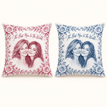 Custom Photo Watercolor Best Mom Gift, Portrait Throw Pillow Cover - Personalized Pillow Gift For Dog & Cat Lovers — options