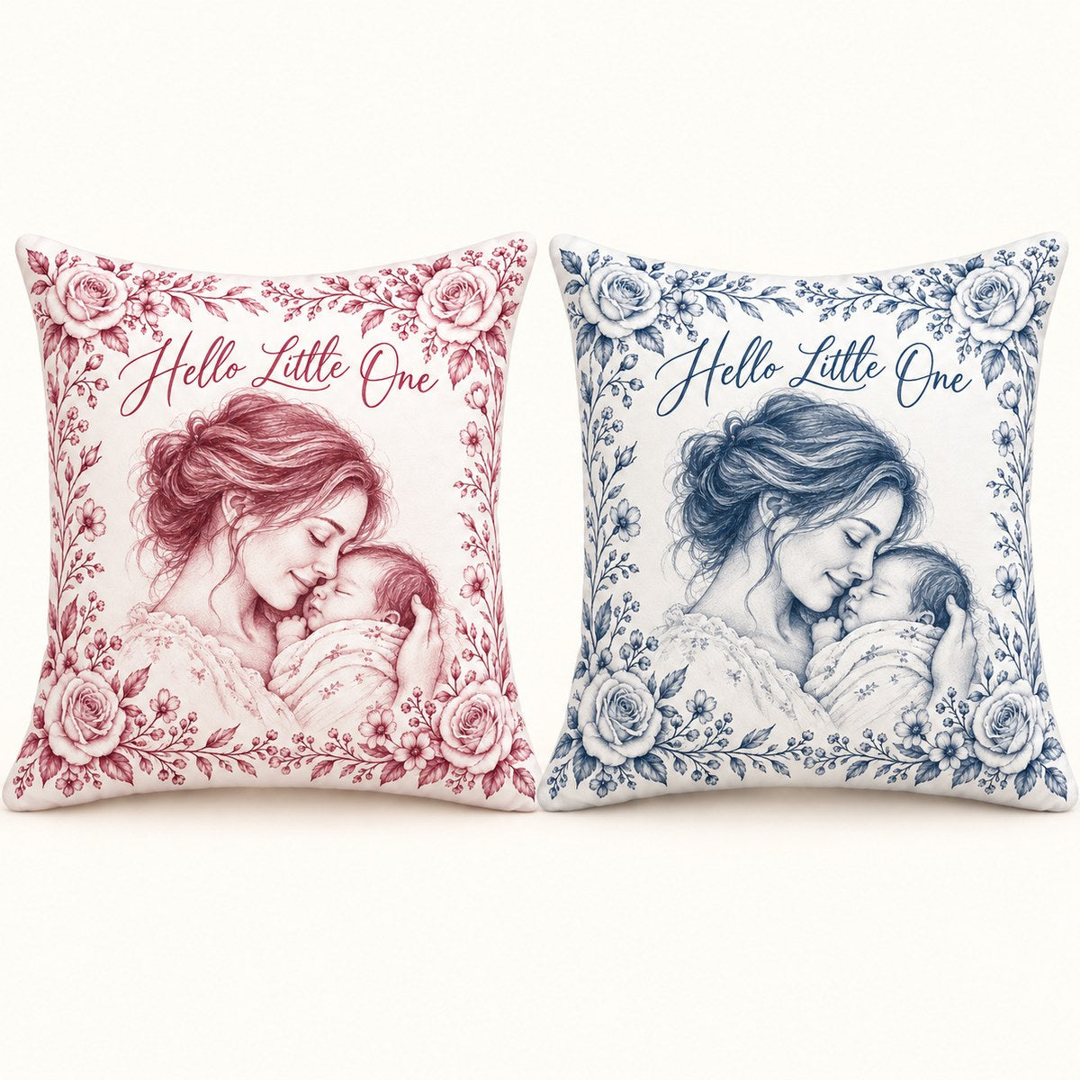Custom Photo Pencil Sketch Throw Pillow Cover - New Baby Gift Personalized Pillow Gift — options