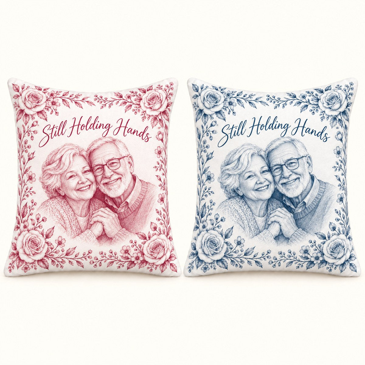 Custom Photo Pencil Sketch Throw Pillow Cover - Grandparents Portrait Gift Personalized Pillow Gift — options