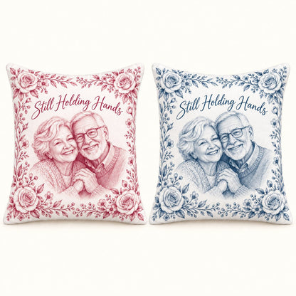 Custom Photo Pencil Sketch Throw Pillow Cover - Grandparents Portrait Gift Personalized Pillow Gift — options
