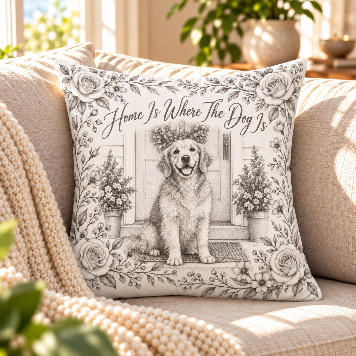 Custom Photo Pencil Sketch Throw Pillow Cover - Housewarming Gift Personalized Pillow Gift — lifestyle