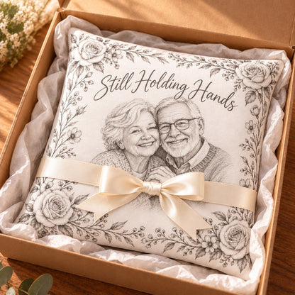 Custom Photo Pencil Sketch Throw Pillow Cover - Grandparents Portrait Gift Personalized Pillow Gift — gift