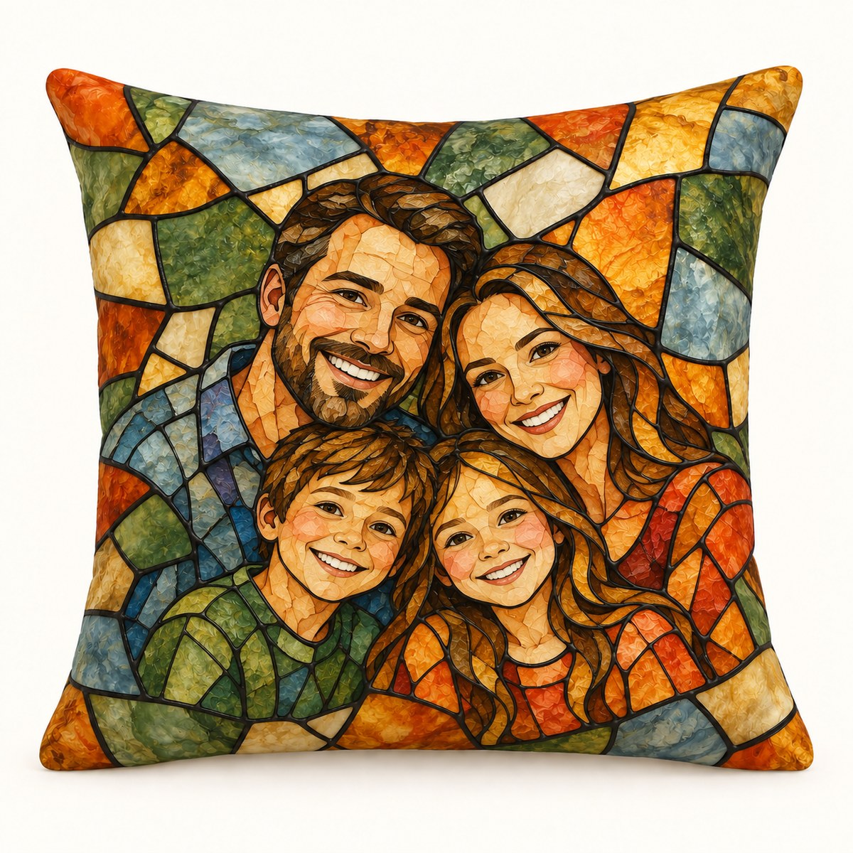 Custom Photo Watercolor Family Mom Grandma Portrait Throw Pillow Cover - Personalized Pillow Gift For Dog & Cat Lovers — hero