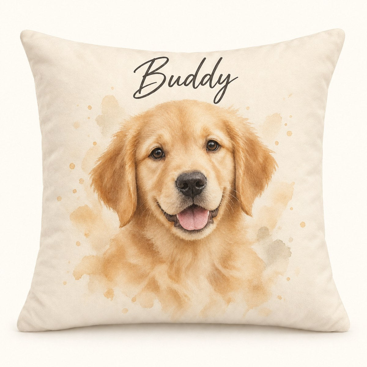 Custom Photo Watercolor Pet Portrait Throw Pillow Cover - Personalized Pillow Gift For Dog & Cat Lovers — hero