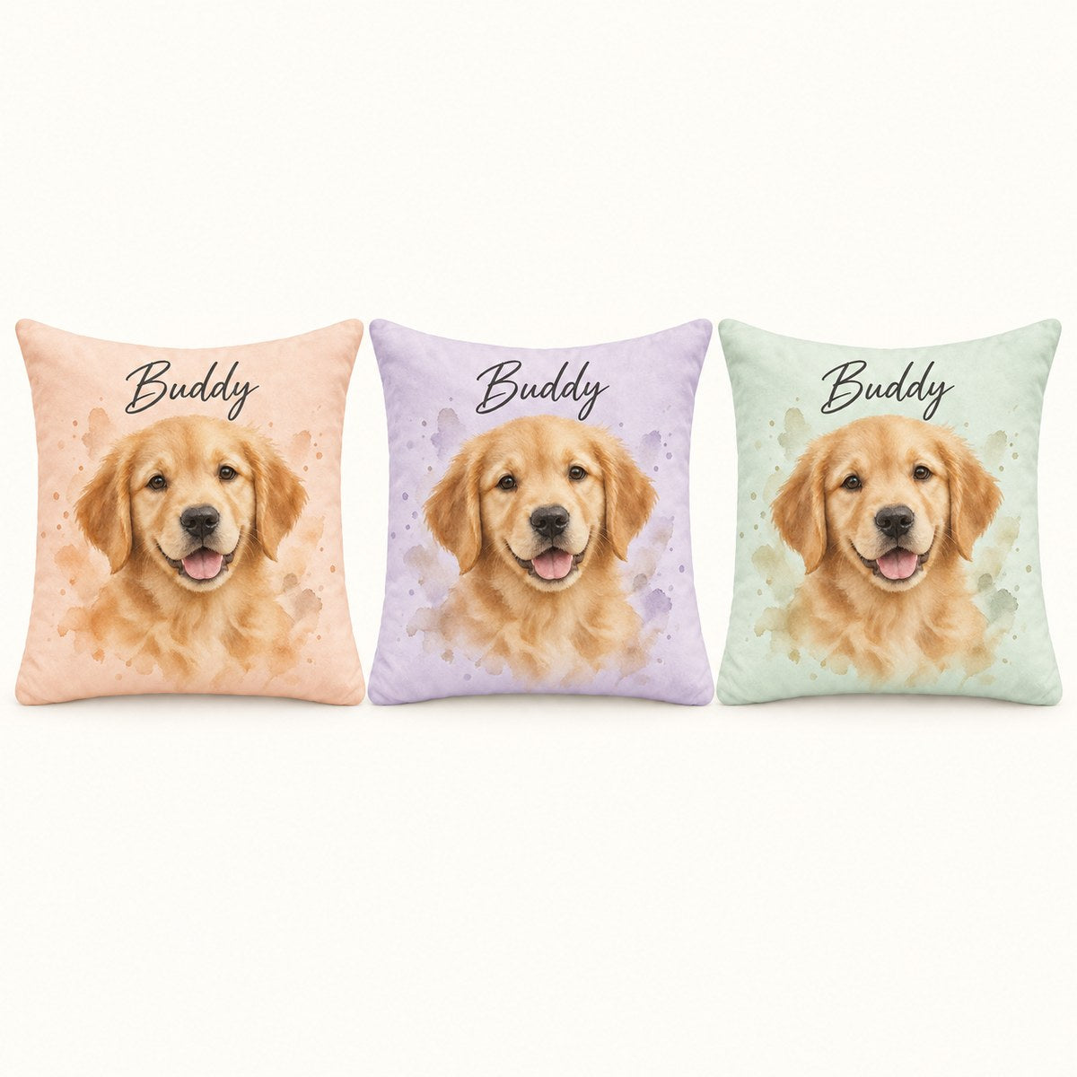 Custom Photo Watercolor Pet Portrait Throw Pillow Cover - Personalized Pillow Gift For Dog & Cat Lovers — options