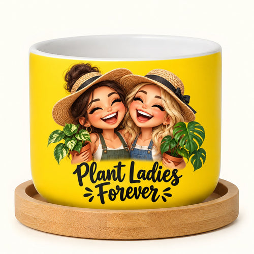 Custom Photo Caricature Portrait Ceramic Plant Pot - Funny Best Friends Plant Pot Personalized Plant Pot Gift