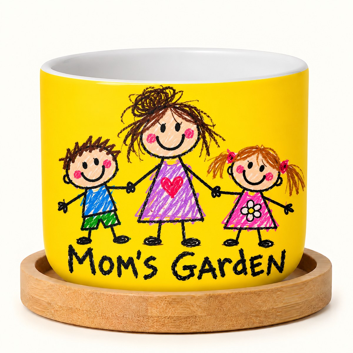 Custom Photo Doodle Portrait Ceramic Plant Pot - Kid-Style Drawing Mom Doodle Plant Pot Personalized Plant Pot Gift — hero