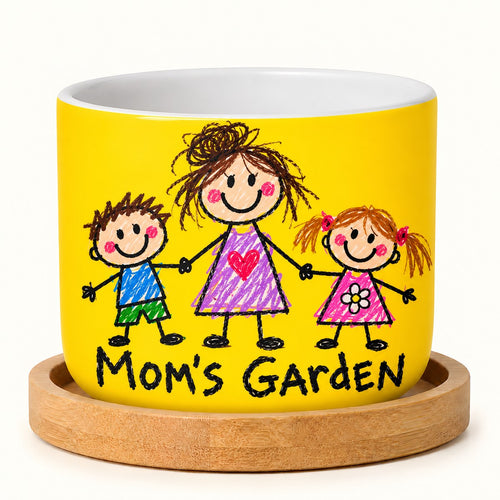 Custom Photo Doodle Portrait Ceramic Plant Pot - Kid-Style Drawing Mom Doodle Plant Pot Personalized Plant Pot Gift