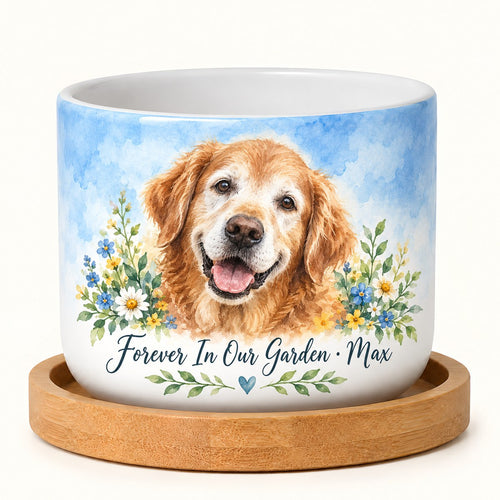 Custom Photo Watercolor Portrait Ceramic Plant Pot - Pet Memorial Plant Pot Personalized Plant Pot Gift