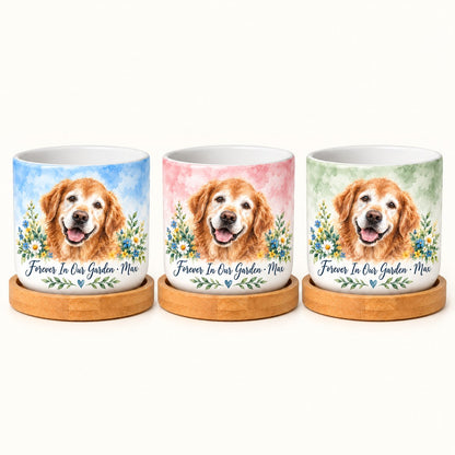Custom Photo Watercolor Portrait Ceramic Plant Pot - Pet Memorial Plant Pot Personalized Plant Pot Gift — options