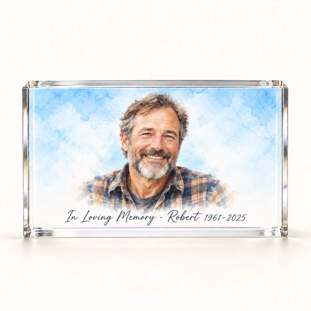 Custom Photo Watercolor Portrait Acrylic Photo Plaque - Memorial Gift Personalized Plaque Gift — hero