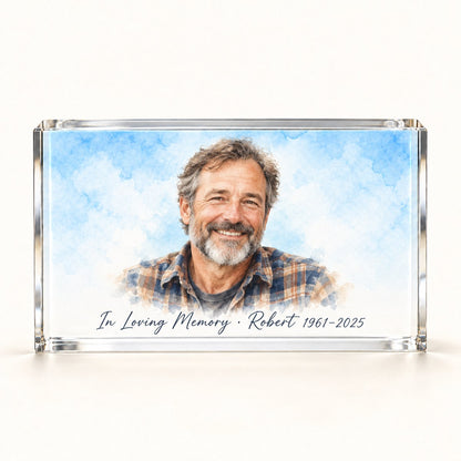 Custom Photo Watercolor Portrait Acrylic Photo Plaque - Memorial Gift Personalized Plaque Gift — hero