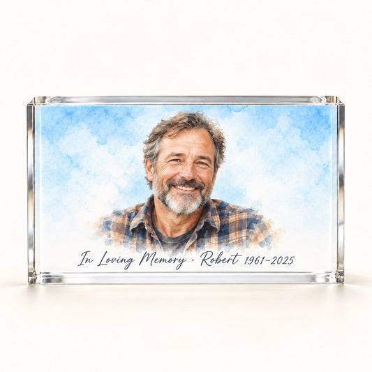 Custom Photo Watercolor Portrait Acrylic Photo Plaque - Memorial Gift Personalized Plaque Gift — hero