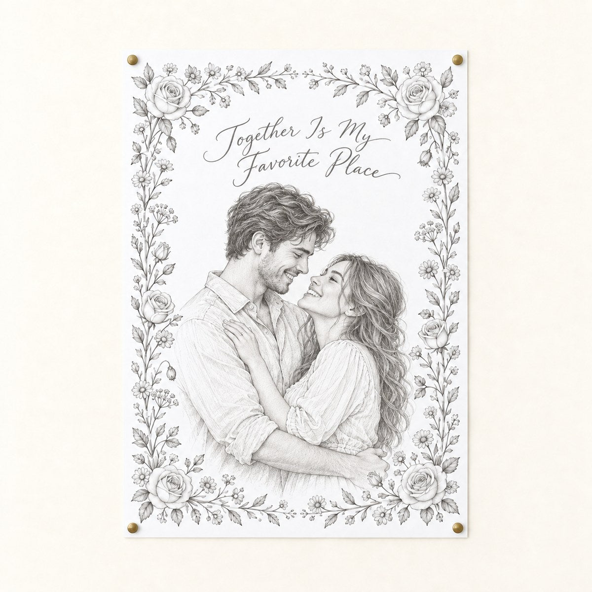 Personalized pencil sketch portrait unframed poster