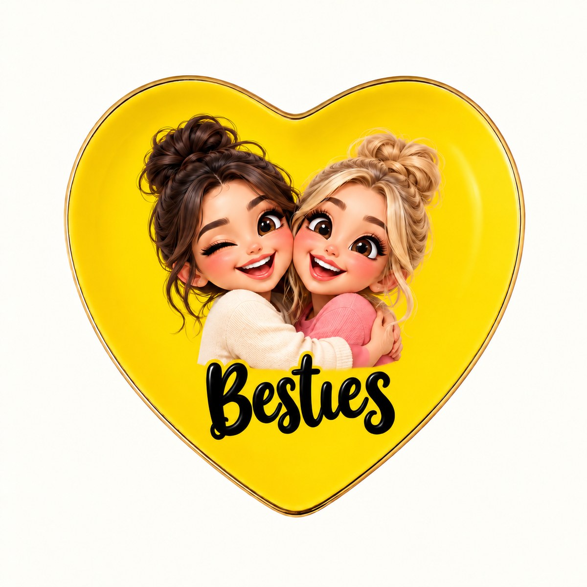 Custom Photo Caricature Portrait Ceramic Ring Dish - Funny Best Friends Ring Dish Personalized Ring Dish Gift — hero