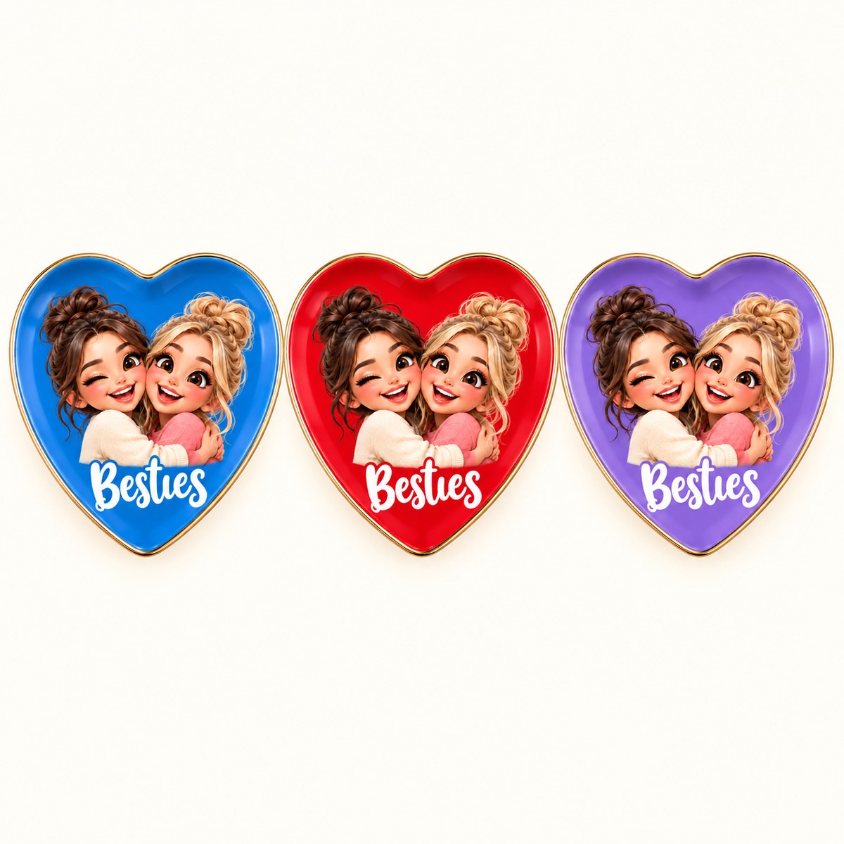 Custom Photo Caricature Portrait Ceramic Ring Dish - Funny Best Friends Ring Dish Personalized Ring Dish Gift — options