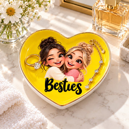 Custom Photo Caricature Portrait Ceramic Ring Dish - Funny Best Friends Ring Dish Personalized Ring Dish Gift — lifestyle
