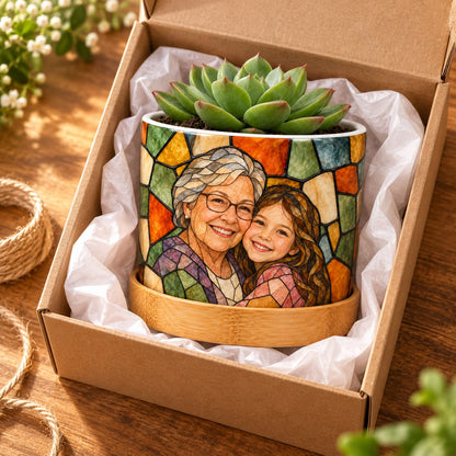 Stained glass plant pot gift box