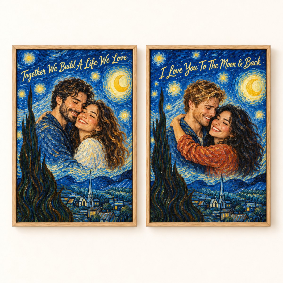 Two quote options on Starry Night canvases